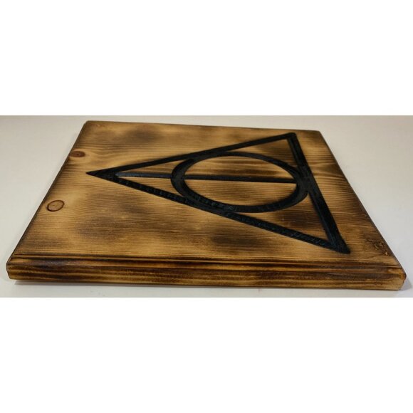 Wooden Deathly Hallows Plaque Harry Potter Vanquisher Conqueror Death - Picture 4 of 6